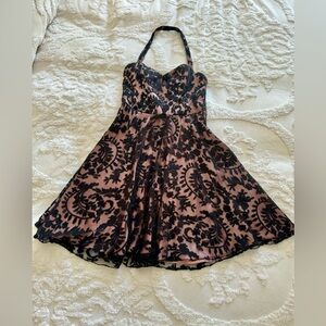 MINT BETSEY JOHNSON COLLECTION PINK & BLACK LACE COCKTAIL DRESS SZ 4, ORIG $385